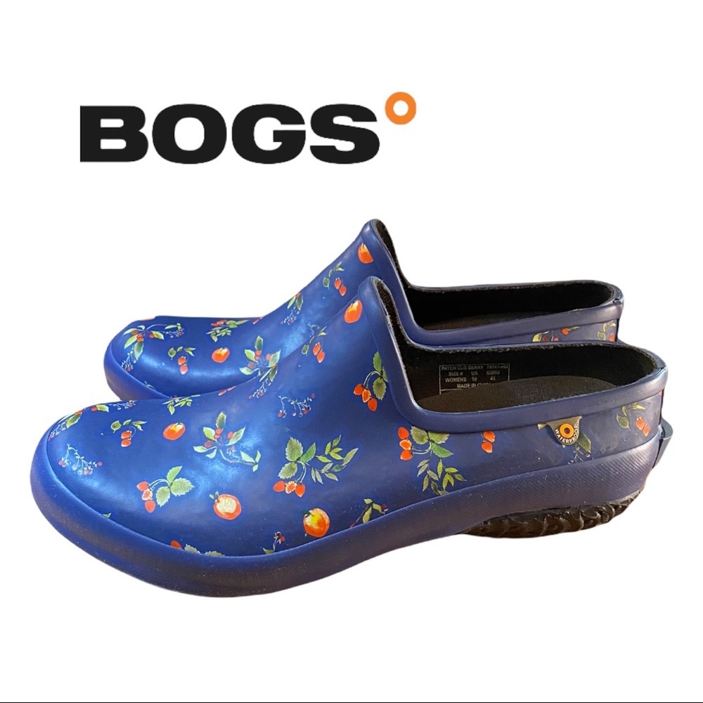 BOGS "Patch Clog Berry" Women's Slip-on Blue Mules Clogs 10